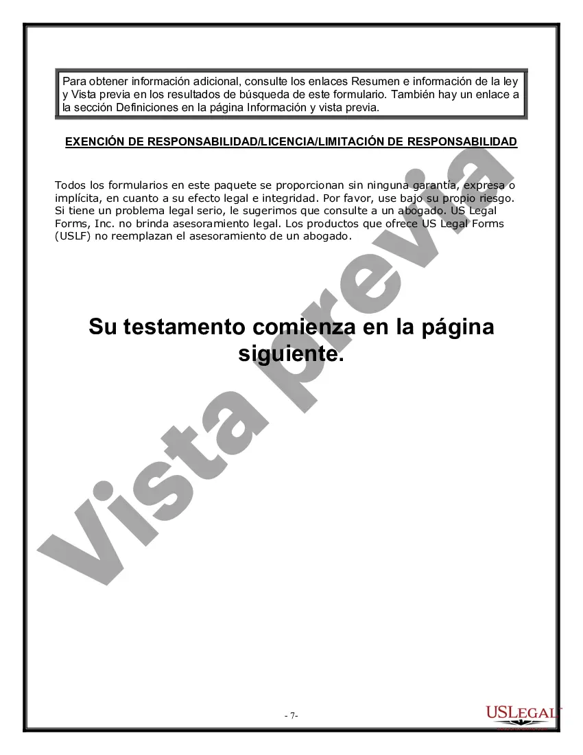 Preview Formulario Legal de Última Voluntad y Testamento para Viuda o Viudo con Hijos Menores