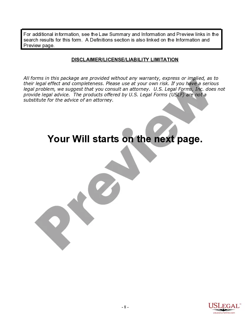 Preview Last Will and Testament for Widow or Widower with Minor Children