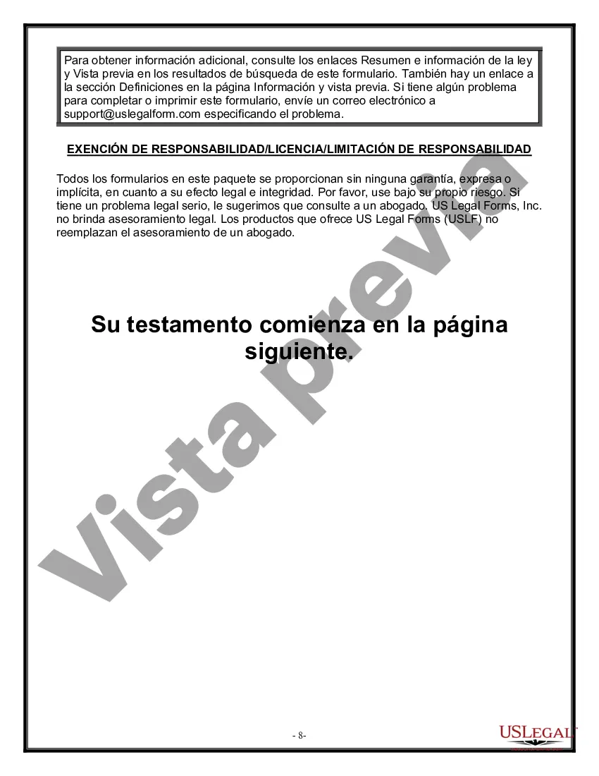 Preview Formulario de última voluntad legal para una viuda o viudo sin hijos