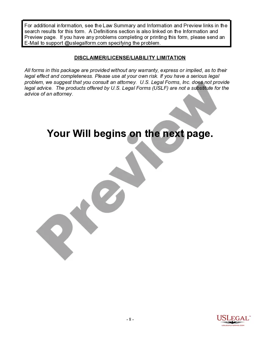 Preview Last Will for a Widow or Widower with no Children