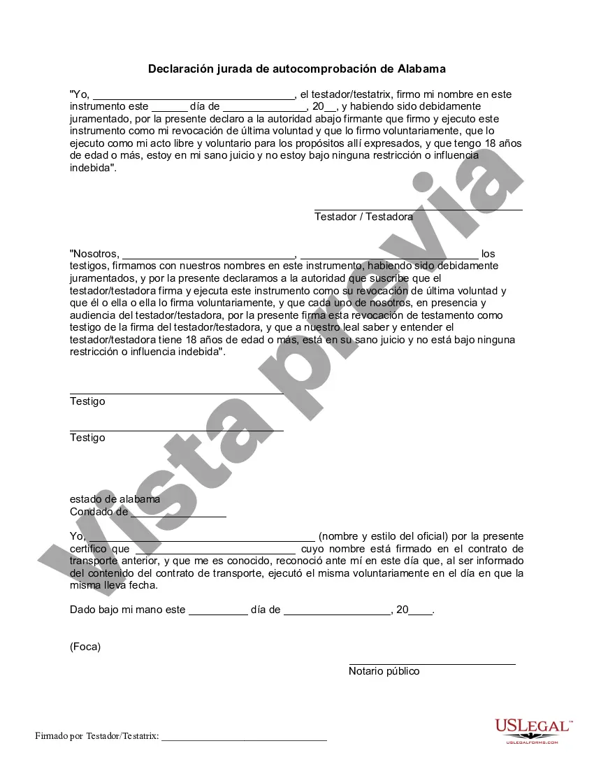 Preview Revocación por escrito del testamento