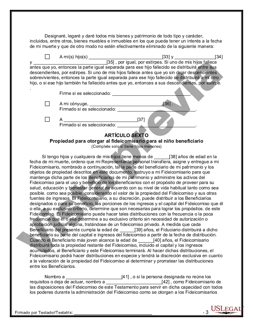 Preview Última voluntad y testamento para otras personas