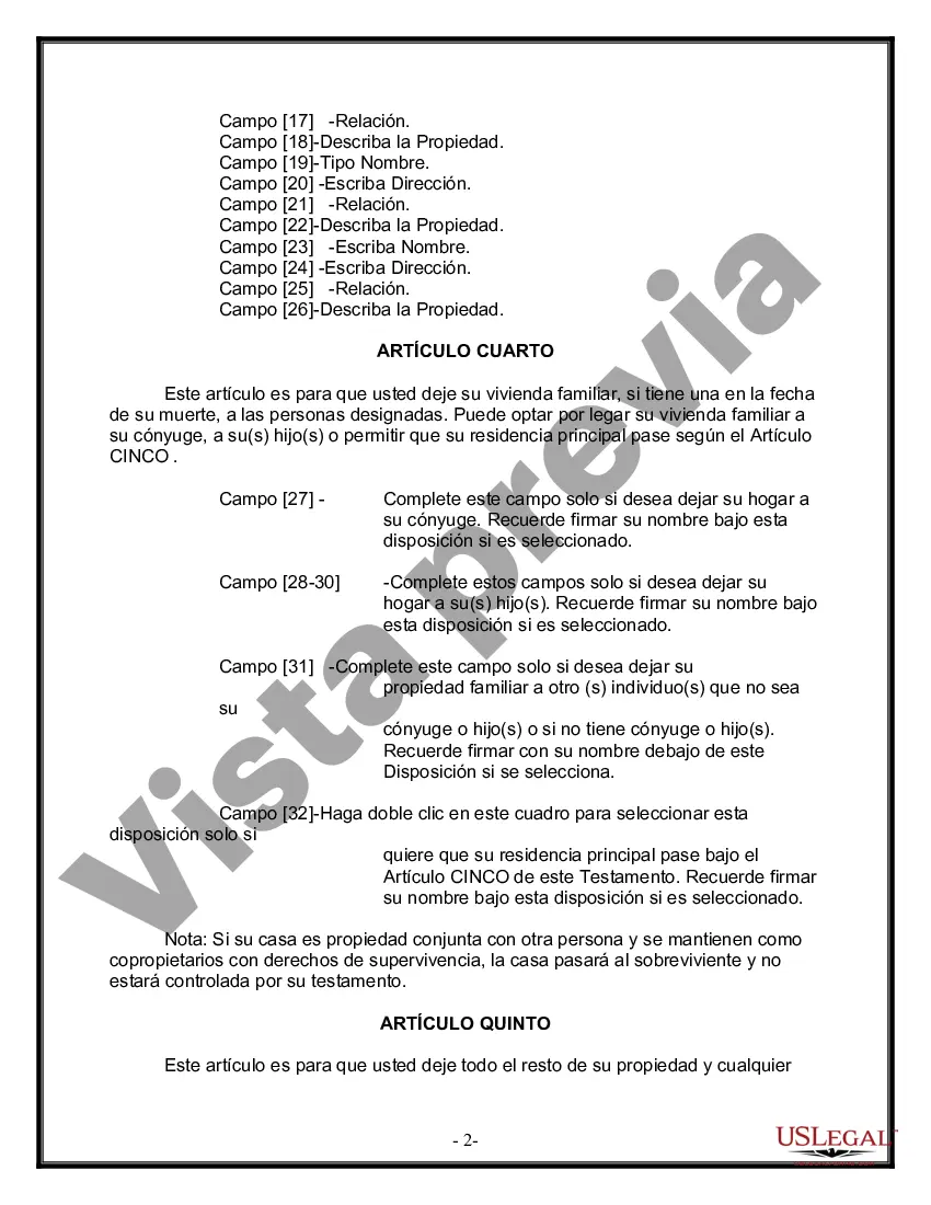 Preview Última voluntad y testamento para otras personas