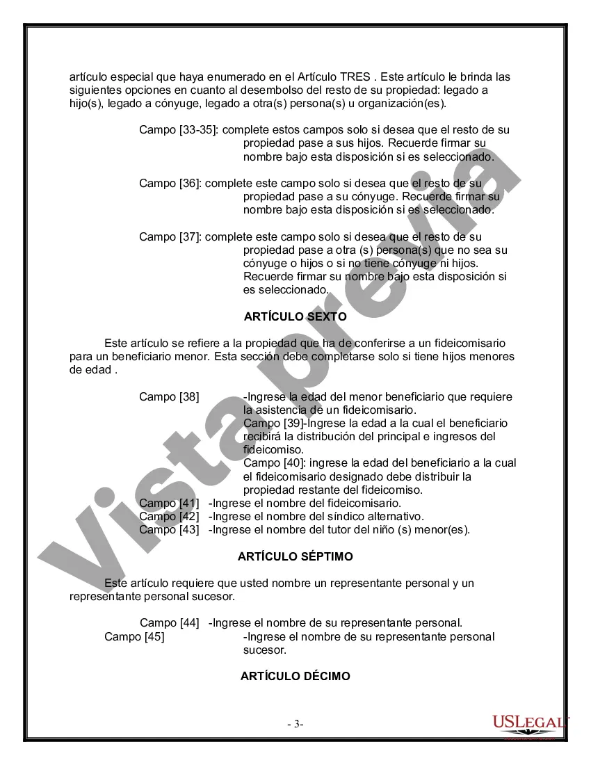 Preview Última voluntad y testamento para otras personas
