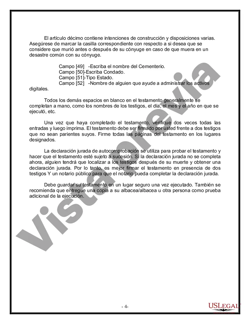 Preview Última voluntad y testamento para otras personas