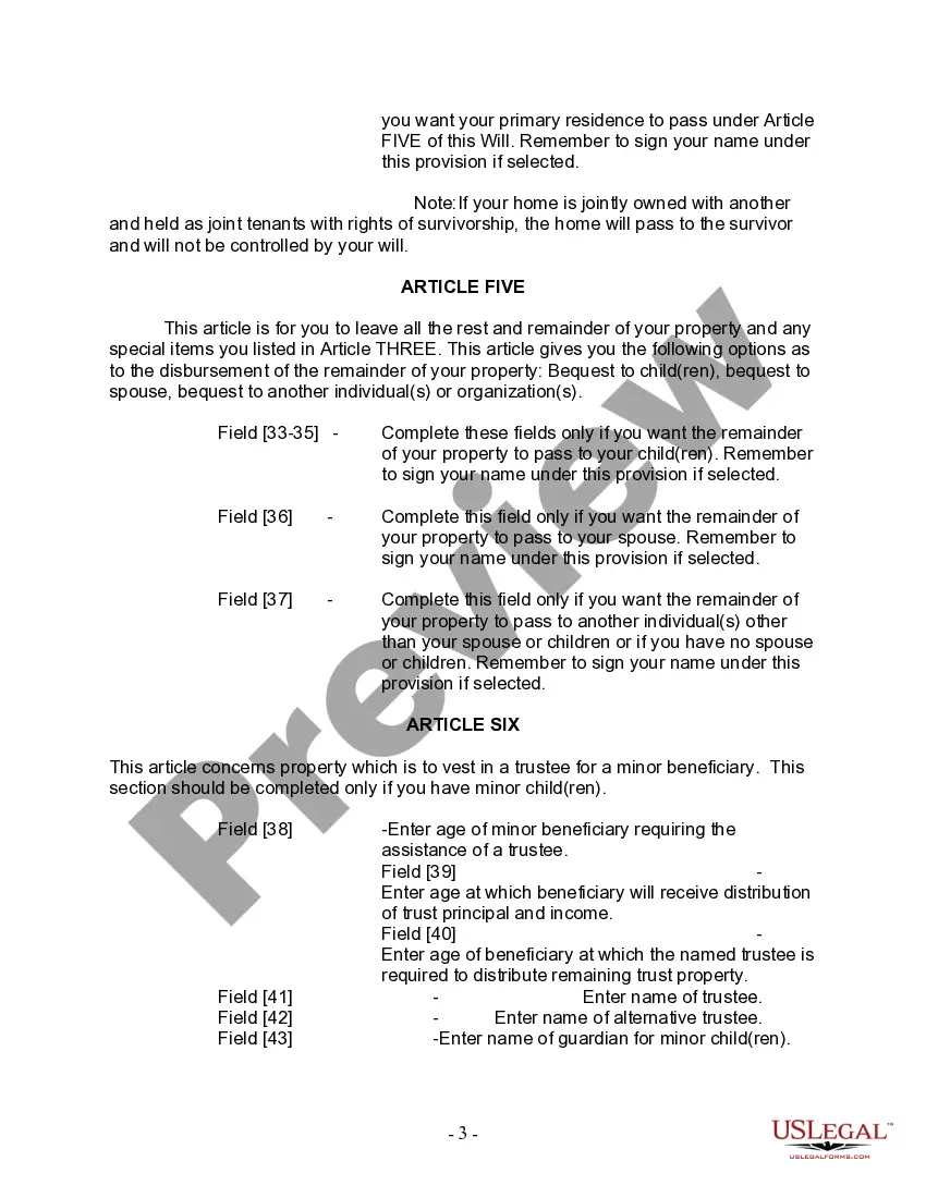 Preview Last Will and Testament for other Persons