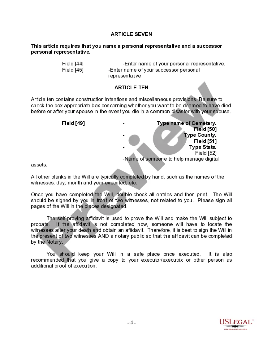 Preview Last Will and Testament for other Persons