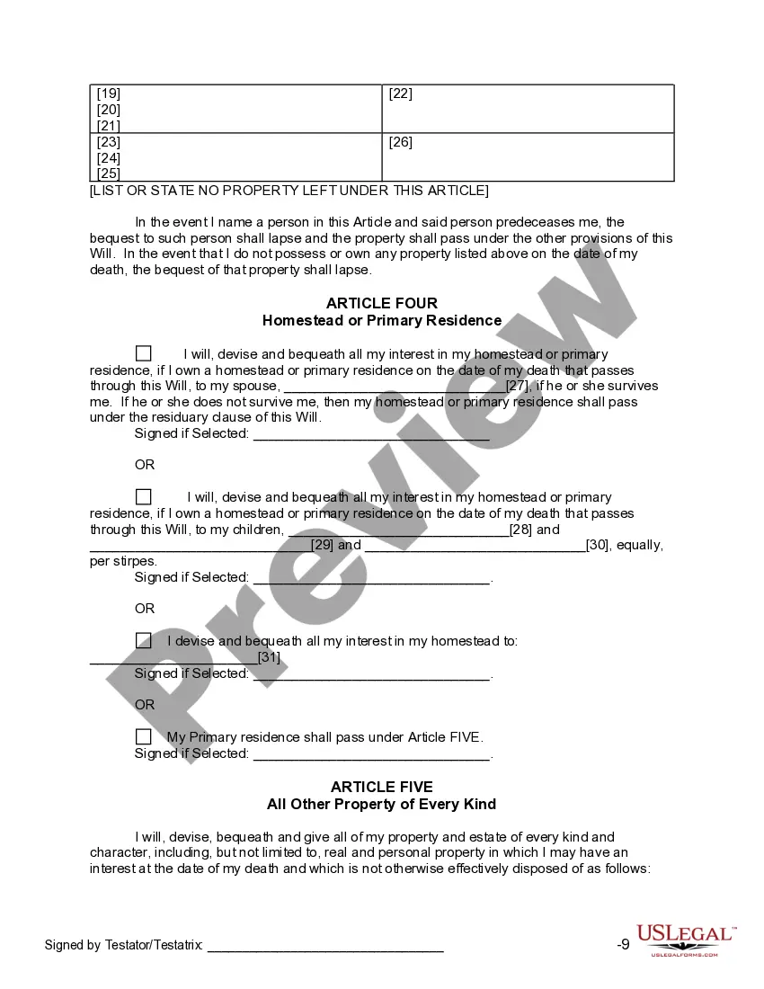 Preview Last Will and Testament for other Persons