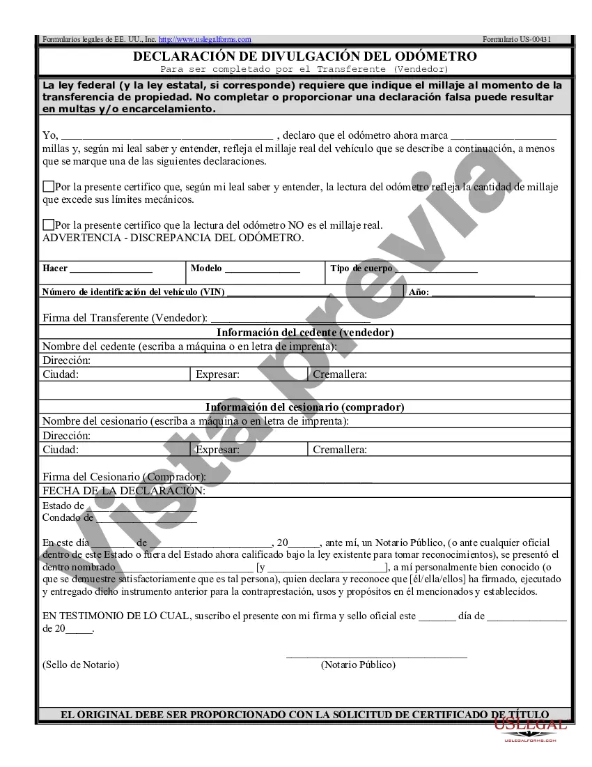 Preview Factura de Venta de Automóvil y Declaración de Odómetro