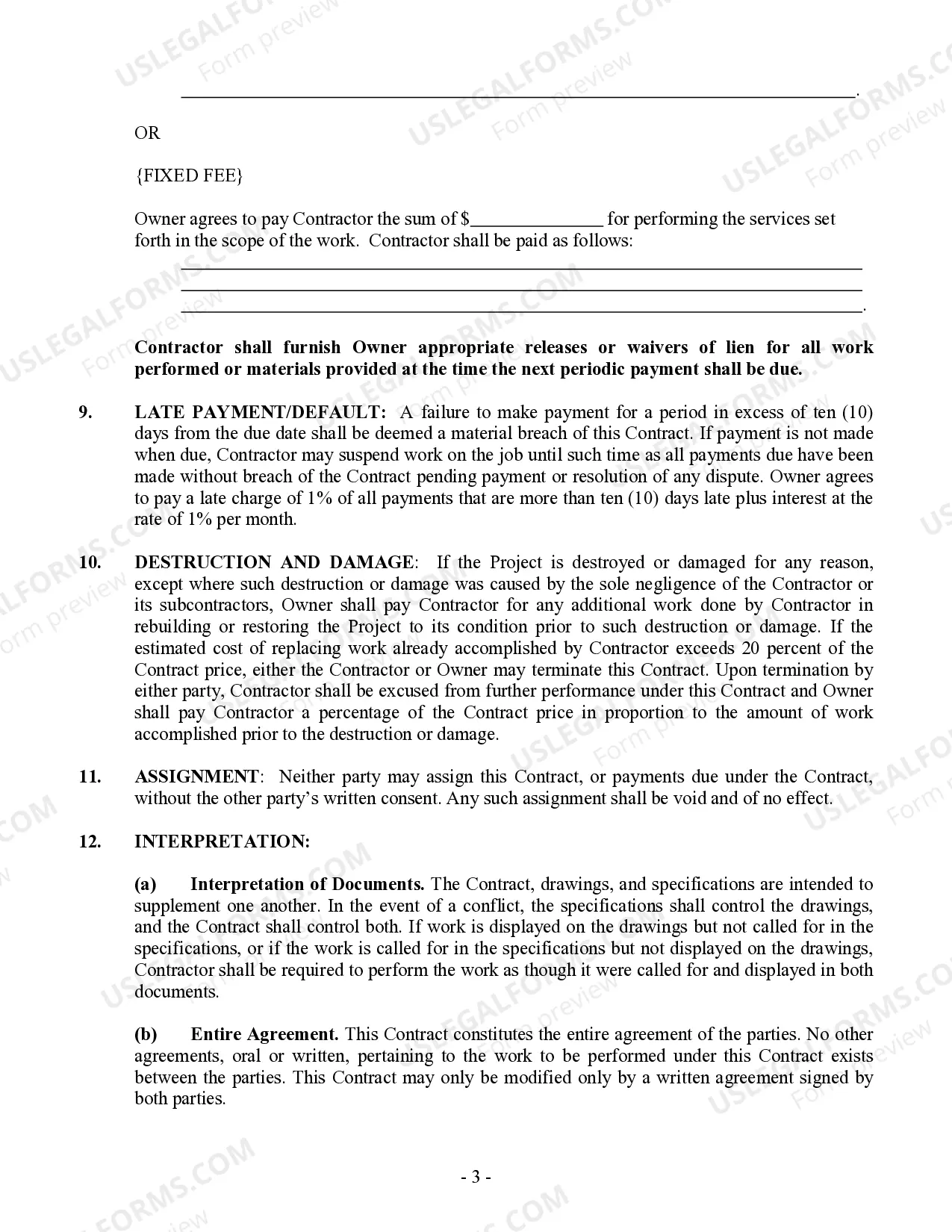 Preview Painting Contract for Contractor