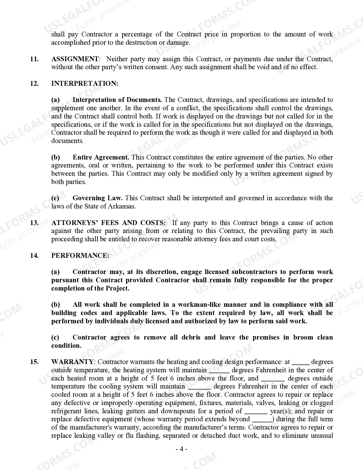 Preview HVAC Contract for Contractor