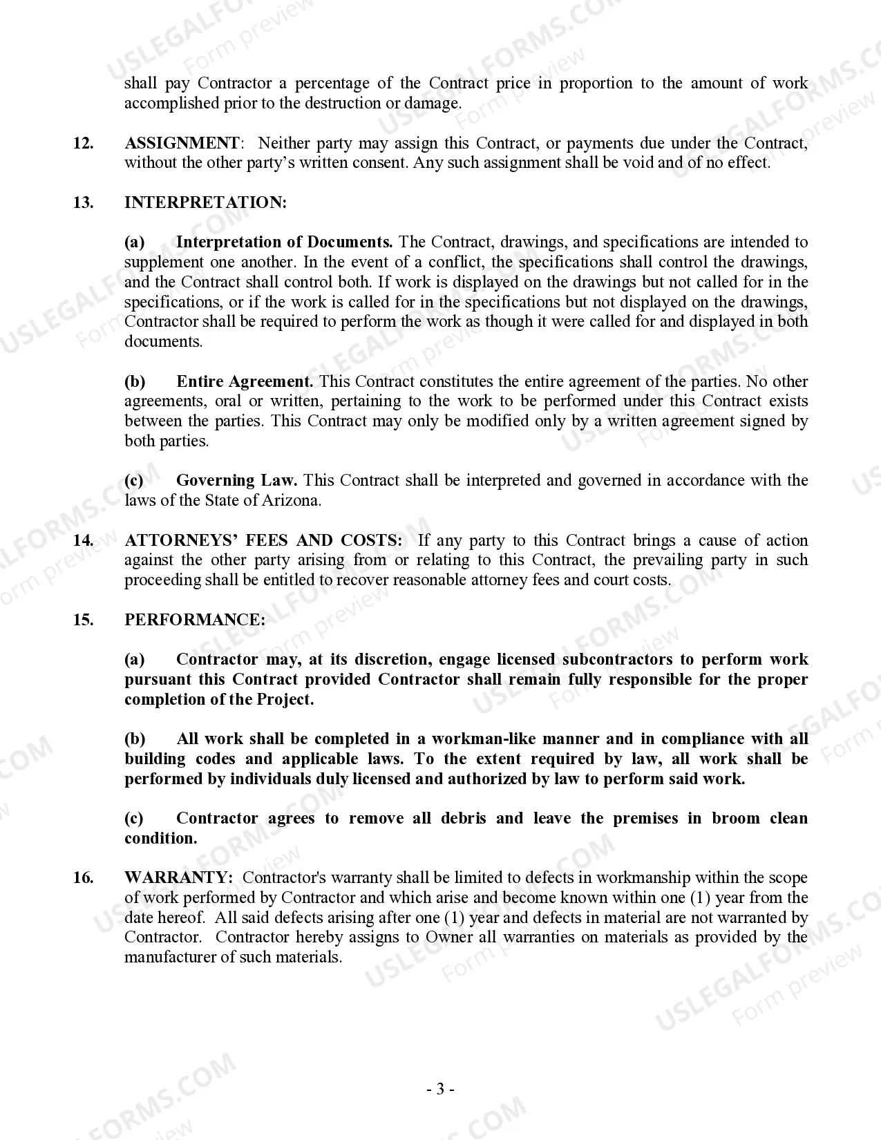 Preview Residential Cleaning Contract for Contractor