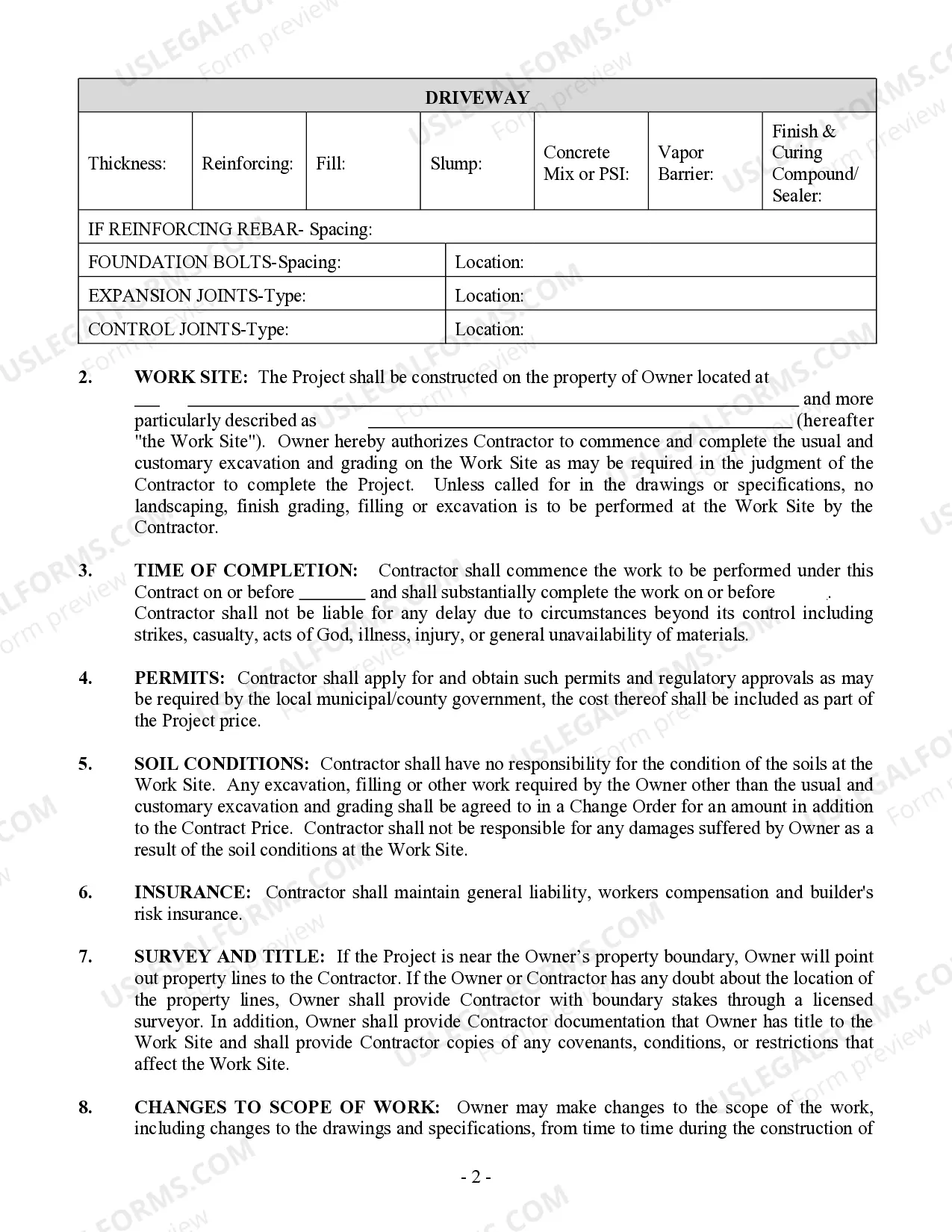 Preview Concrete Mason Contract for Contractor