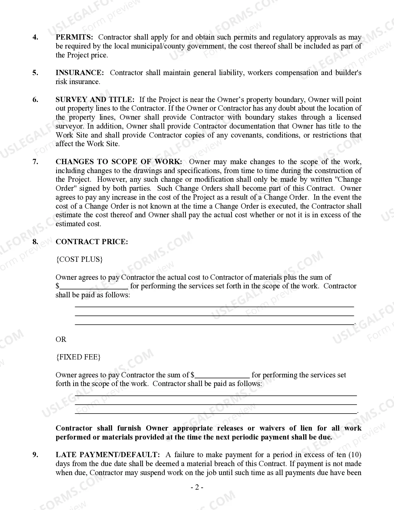 Preview Insulation Contract for Contractor