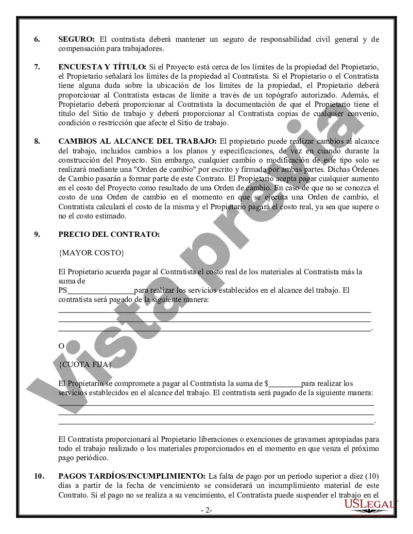 Preview Contrato de pavimentación para contratista