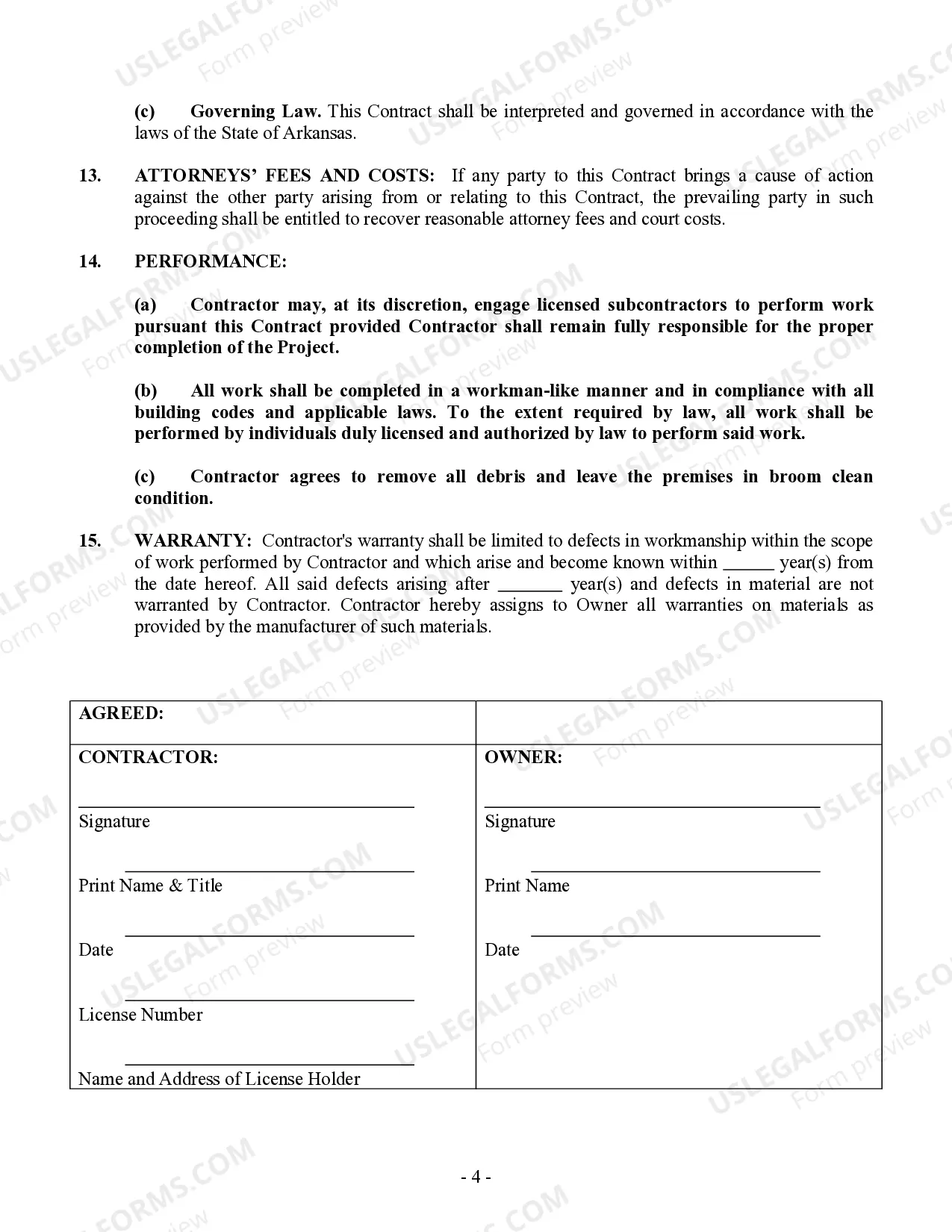 Preview Siding Contract for Contractor