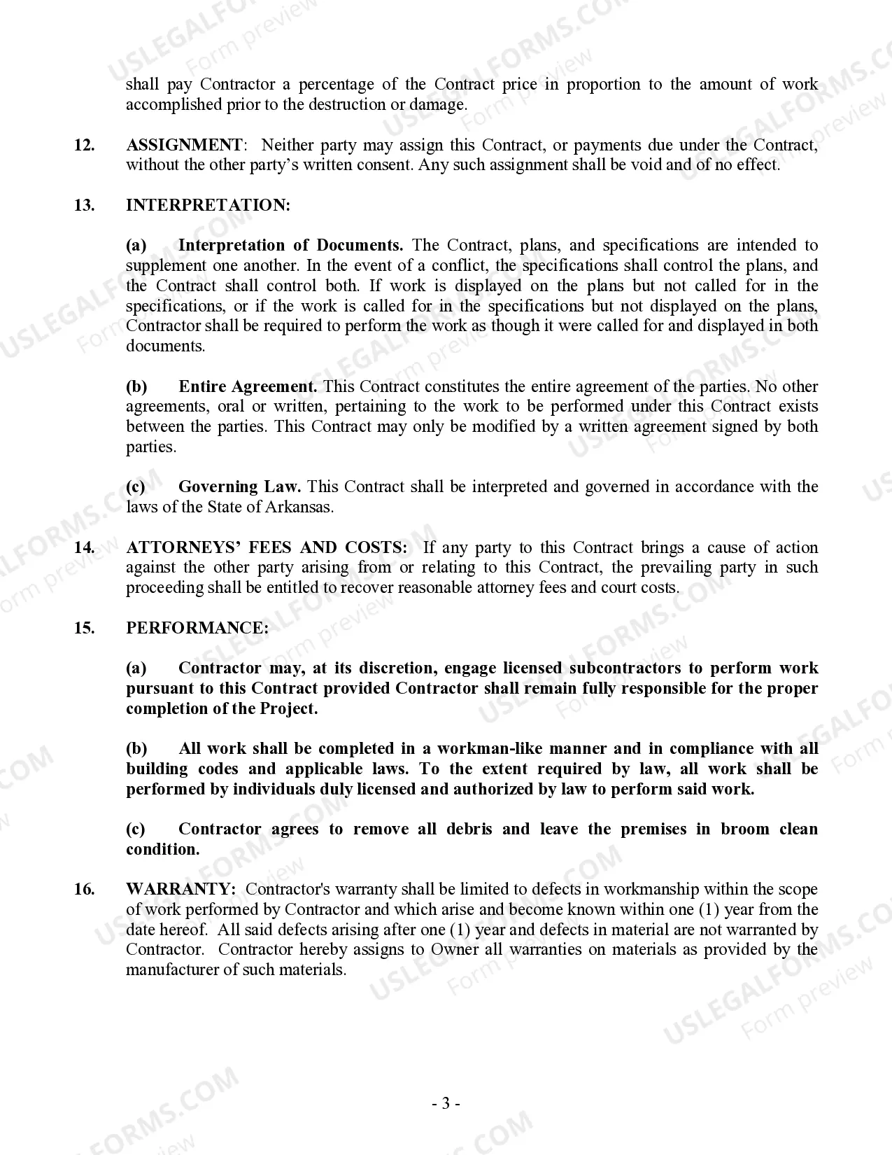 Preview Drainage Contract for Contractor