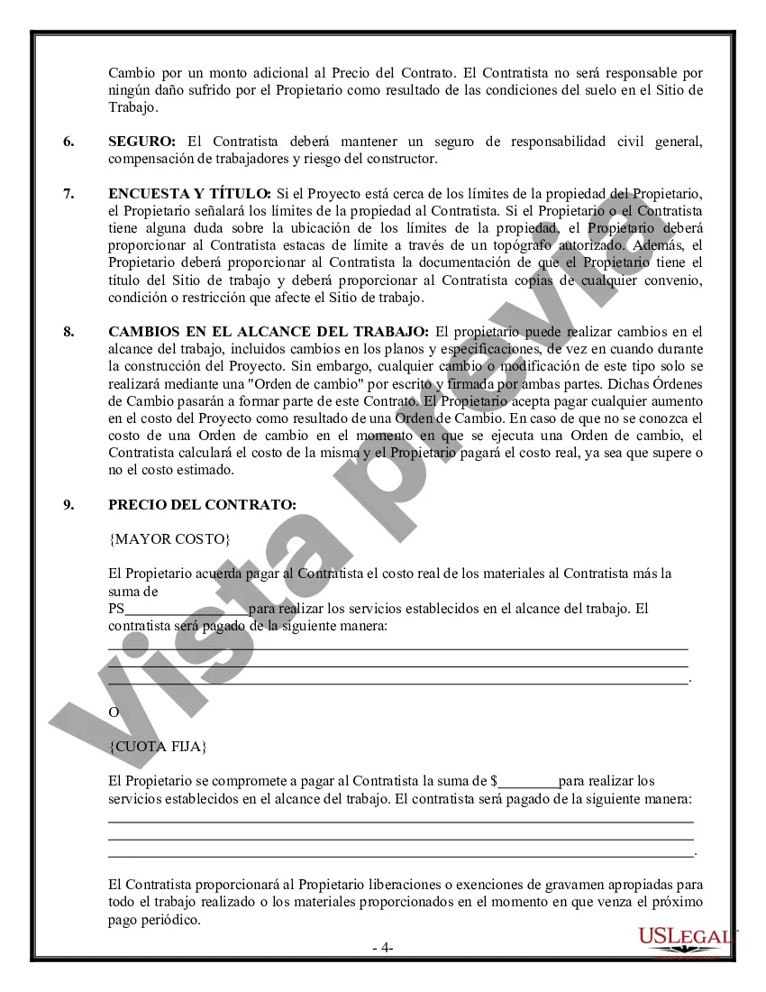 Preview Contrato de plomería para contratista