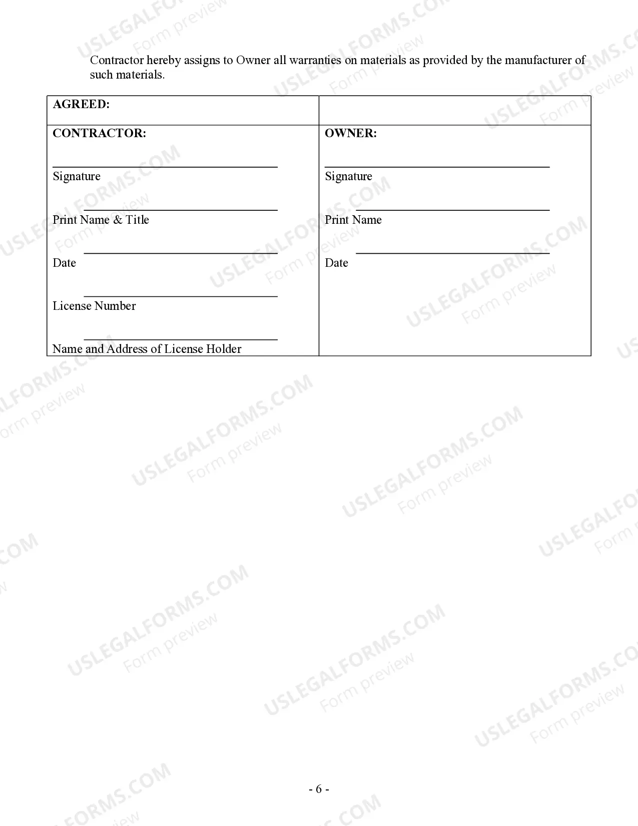 Preview Plumbing Contract for Contractor