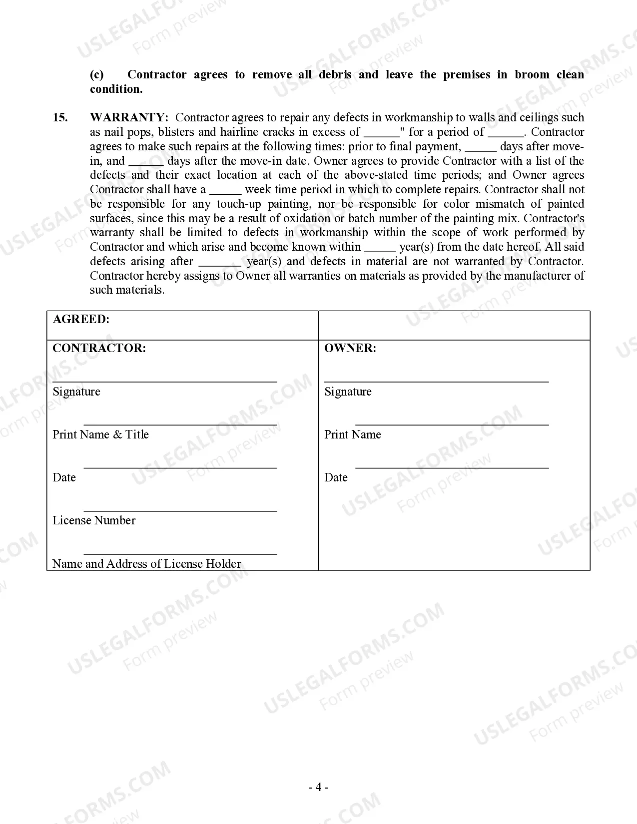 Preview Sheetrock Drywall Contract for Contractor