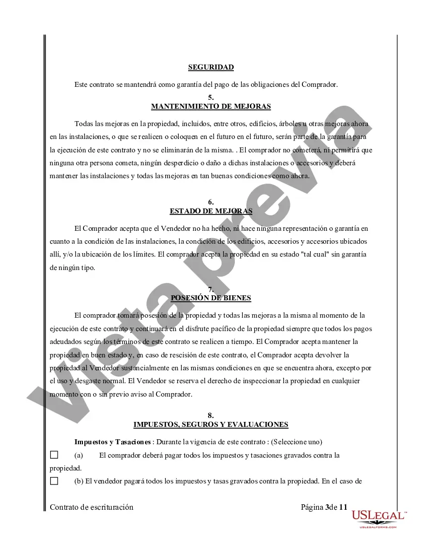 Preview Acuerdo o Contrato de Escritura de Venta y Compra de Bienes Raíces a/k/a Terreno o Contrato de Ejecución