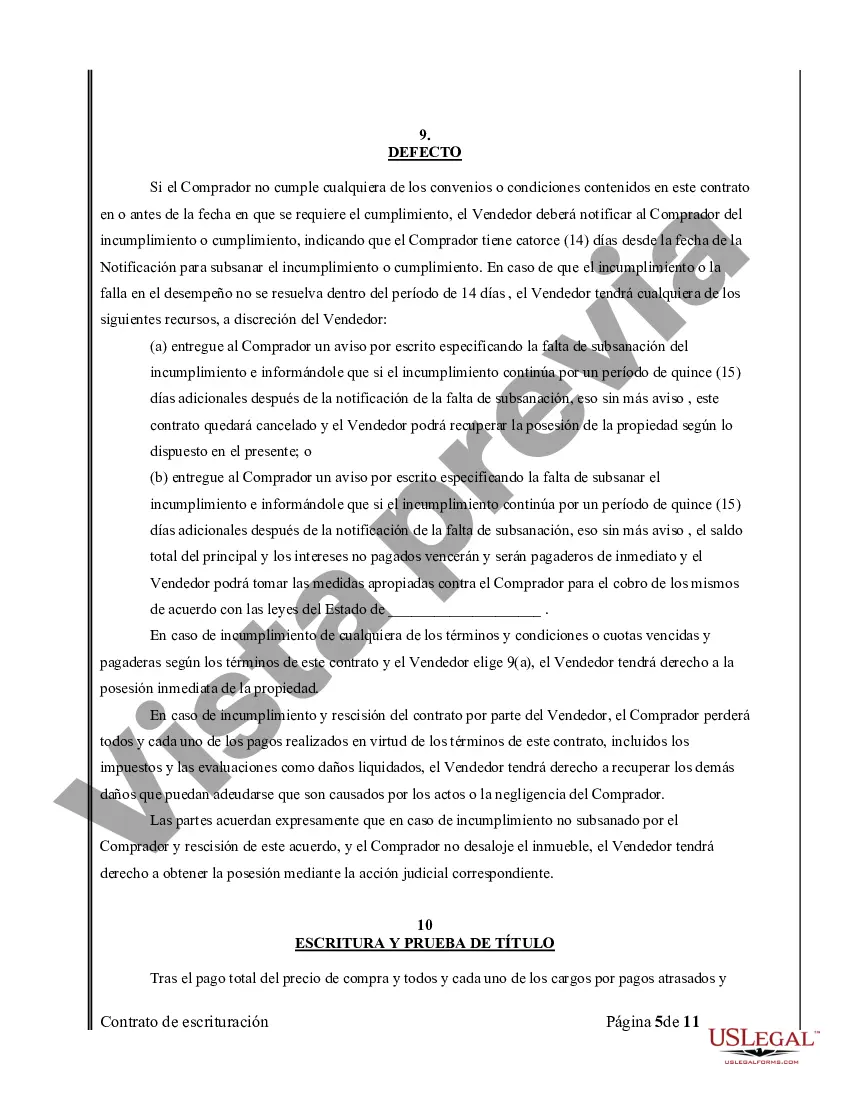 Preview Acuerdo o Contrato de Escritura de Venta y Compra de Bienes Raíces a/k/a Terreno o Contrato de Ejecución