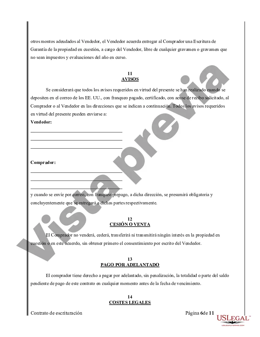 Preview Acuerdo o Contrato de Escritura de Venta y Compra de Bienes Raíces a/k/a Terreno o Contrato de Ejecución