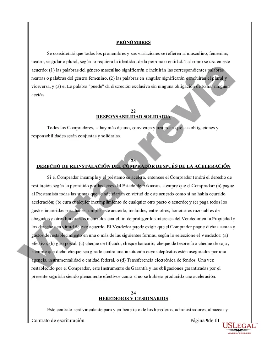 Preview Acuerdo o Contrato de Escritura de Venta y Compra de Bienes Raíces a/k/a Terreno o Contrato de Ejecución