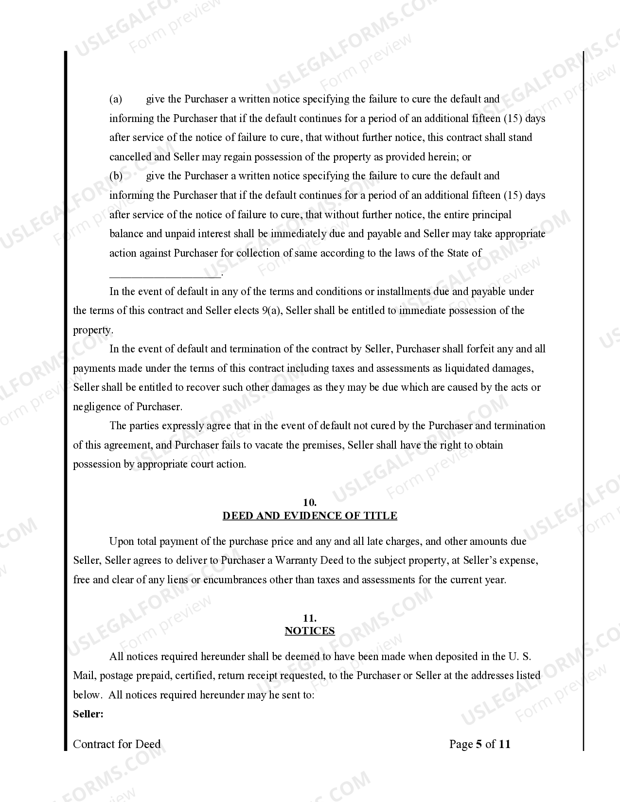 Arkansas Agreement or Contract for Deed for Sale and Purchase of Real