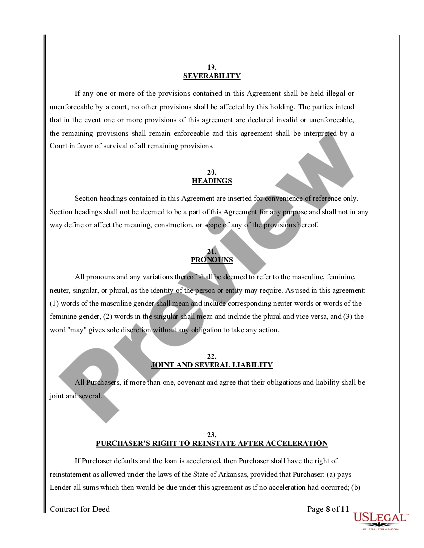 arkansas-agreement-or-contract-for-deed-for-sale-and-purchase-of-real