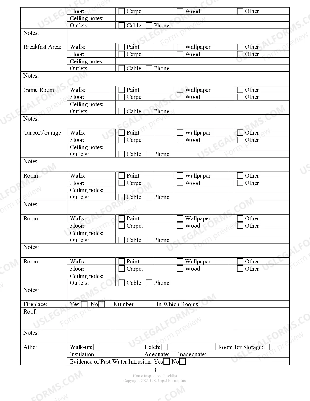 Preview Buyer's Home Inspection Checklist