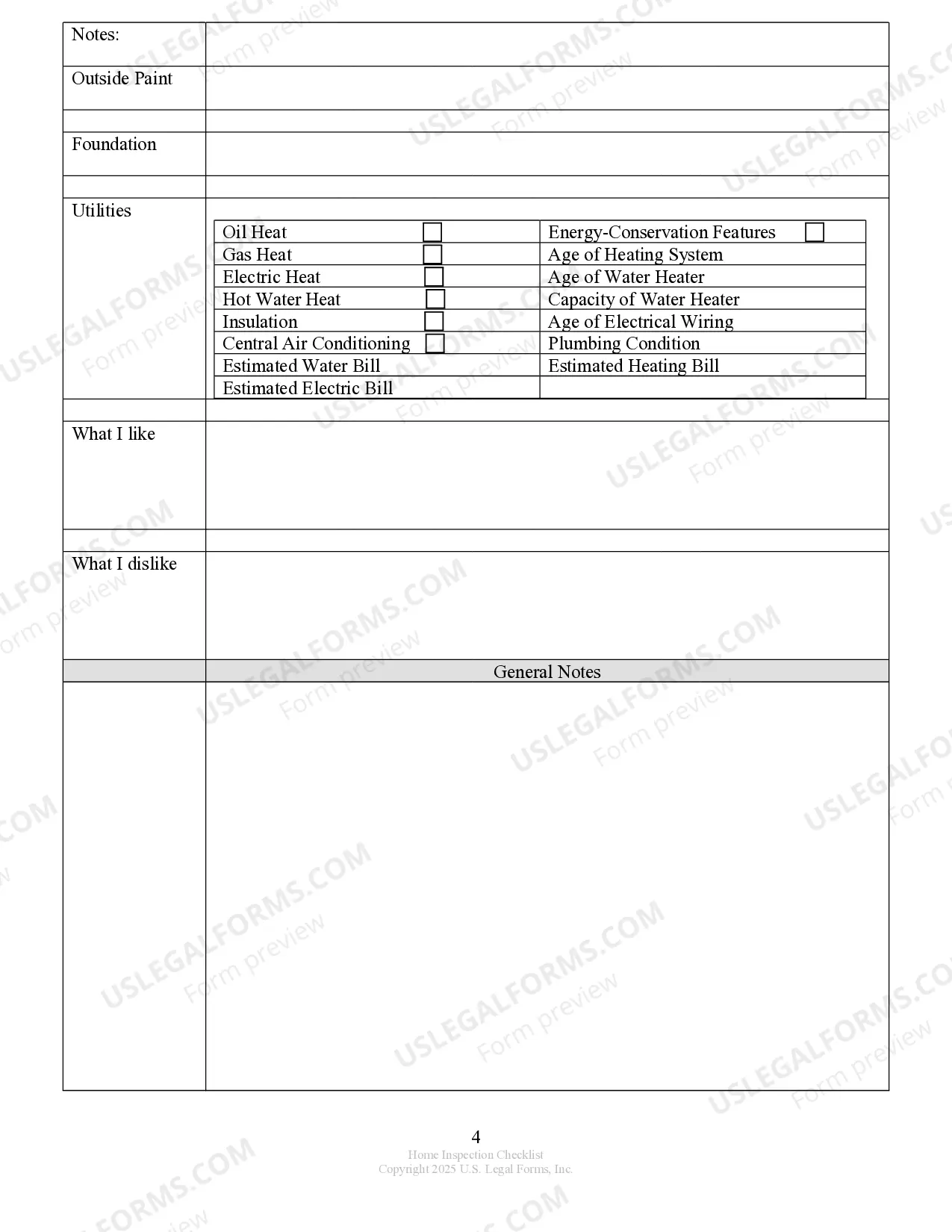 Preview Buyer's Home Inspection Checklist