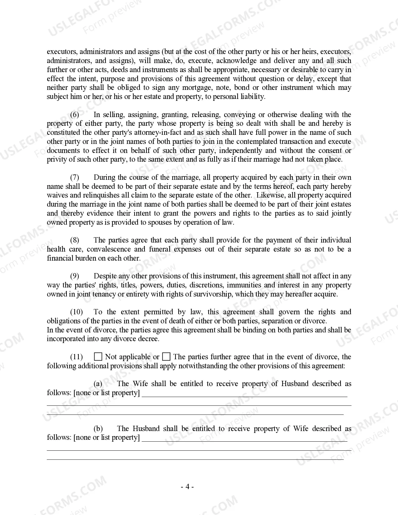 Preview Arkansas - Prenuptial - Premarital Agreement without Financial Statements