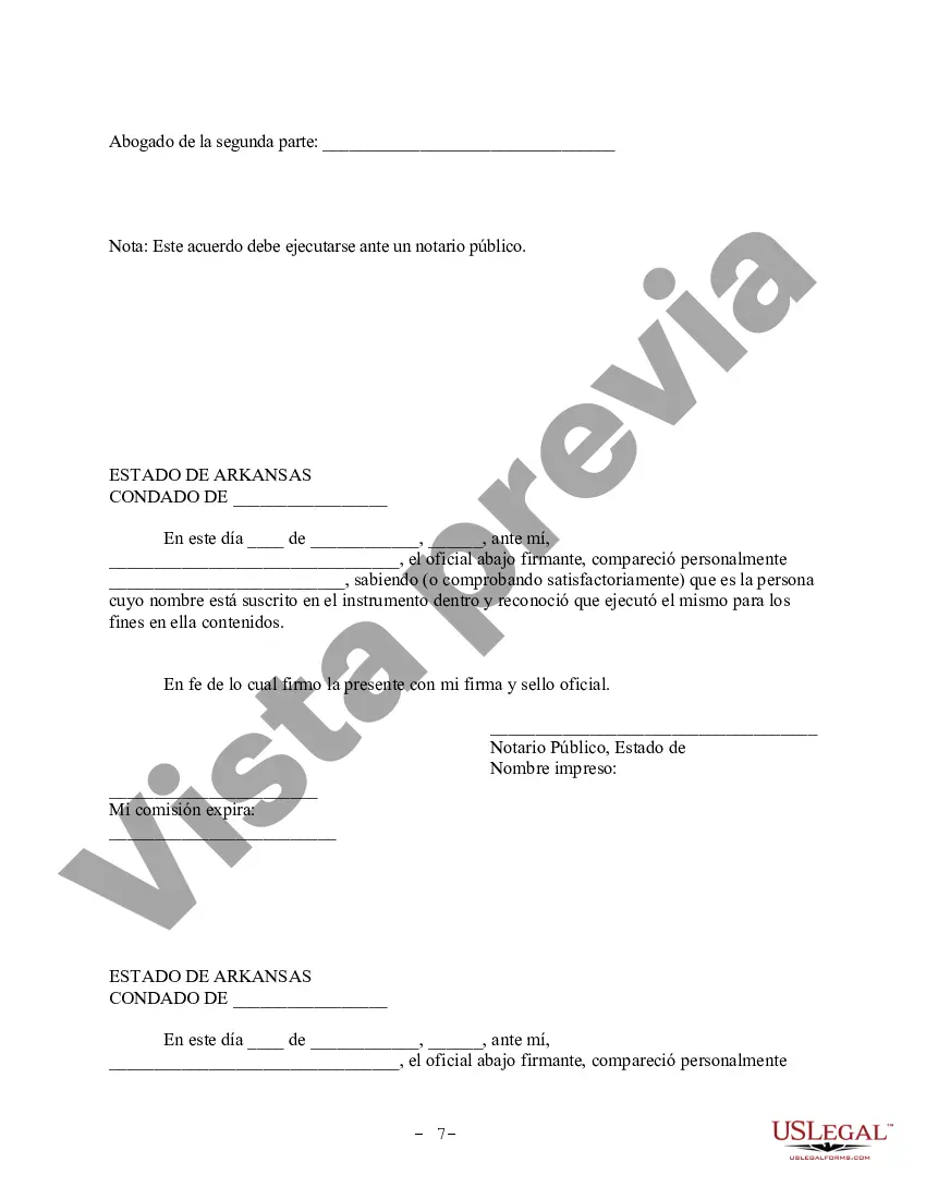 Preview Acuerdo prematrimonial prenupcial de Arkansas con estados financieros