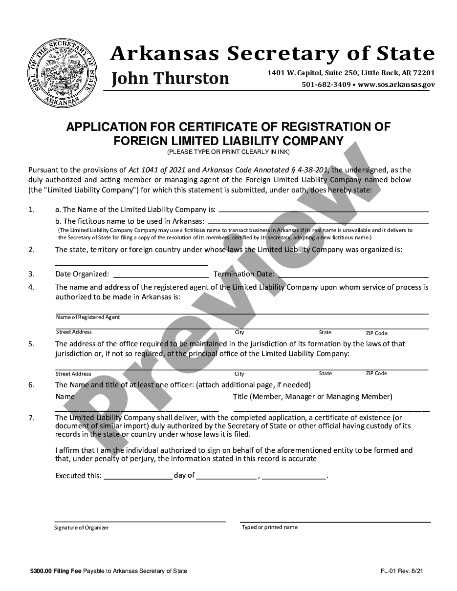 page 2 Arkansas Registration of Foreign Corporation preview