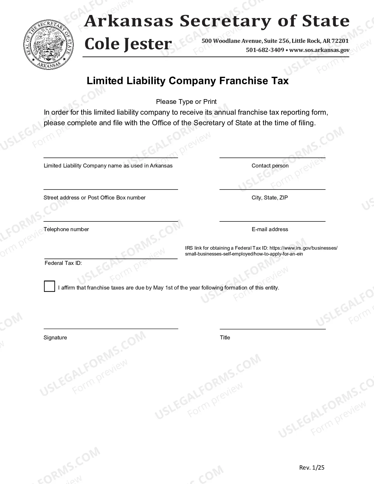 Preview Arkansas Registration of Foreign Corporation