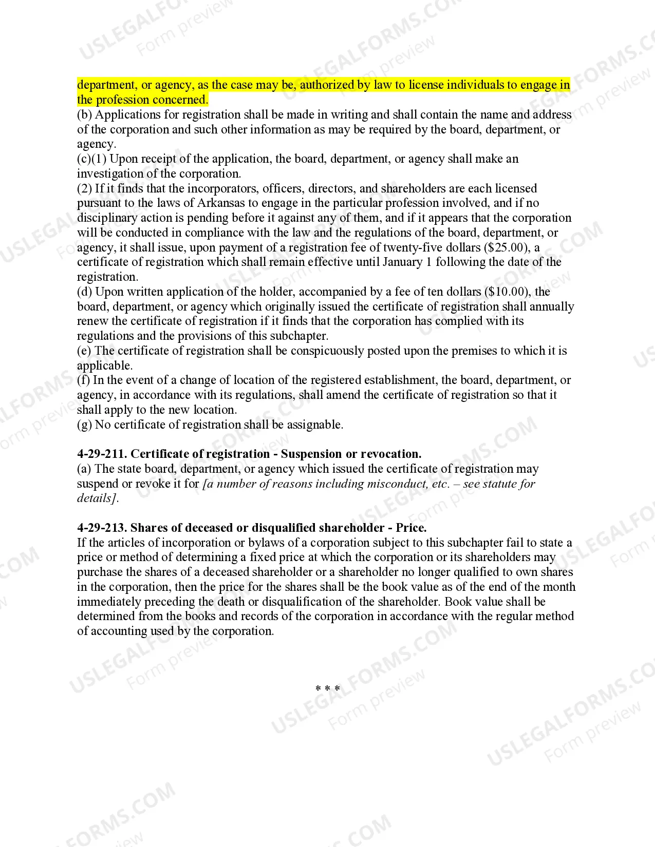Preview Arkansas Professional Corporation Package for Arkansas