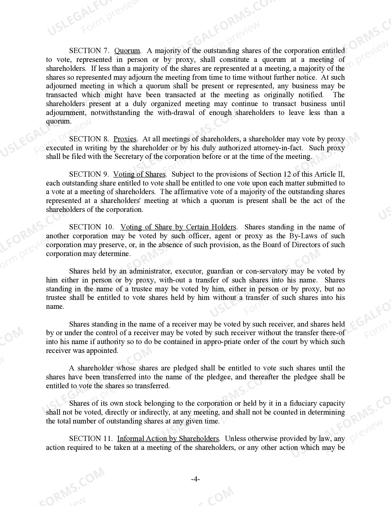 Preview Arkansas Bylaws for Corporation