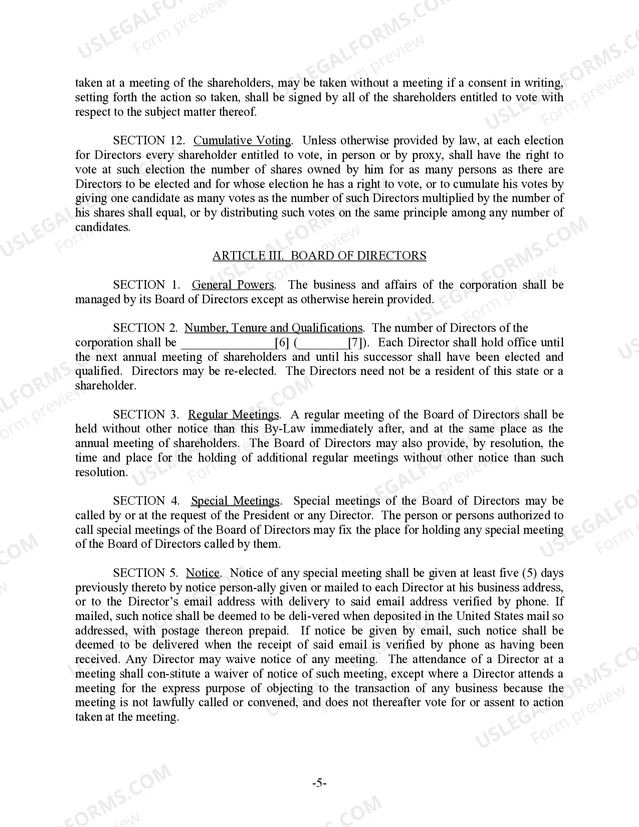 Preview Arkansas Bylaws for Corporation