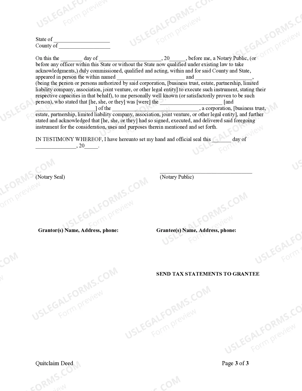 Preview Quitclaim Deed from Corporation to Individual