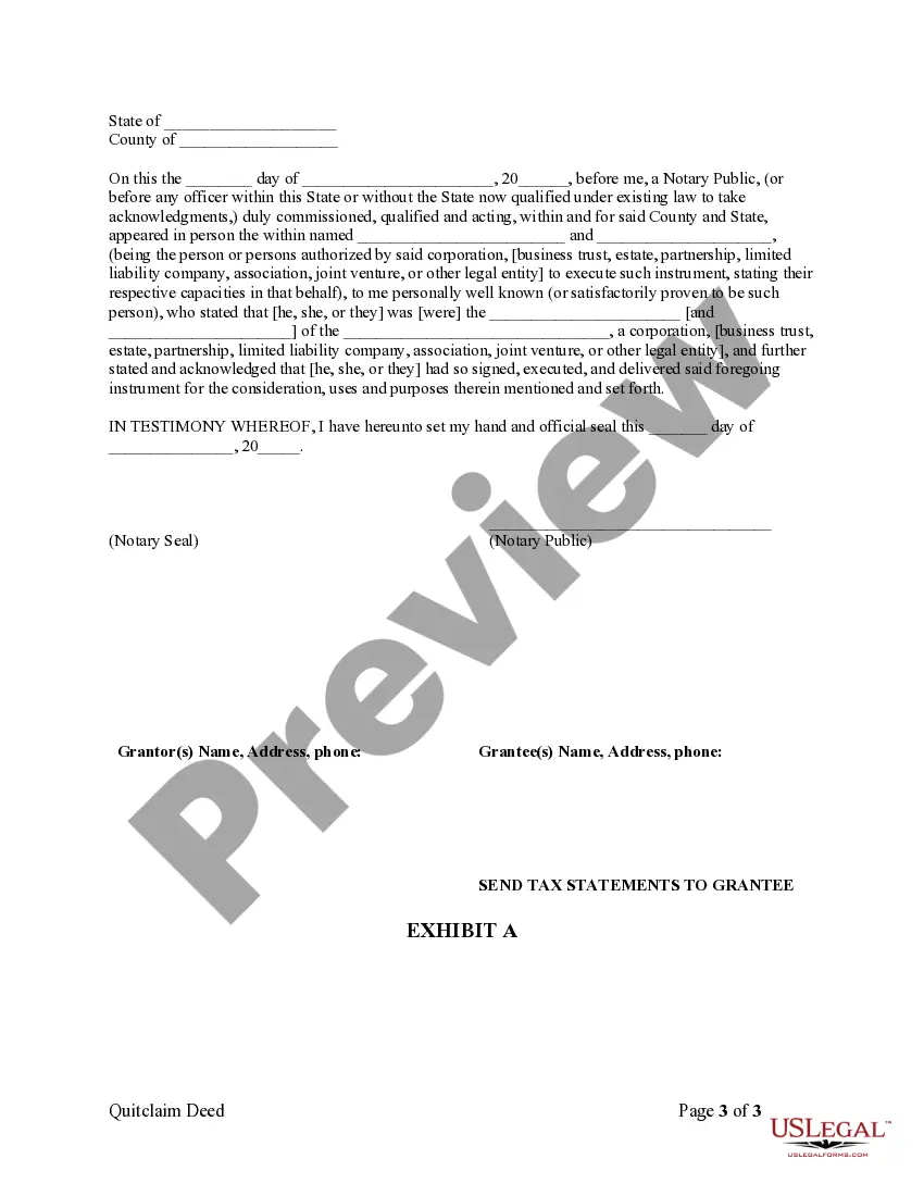 Preview Quitclaim Deed from Corporation to LLC