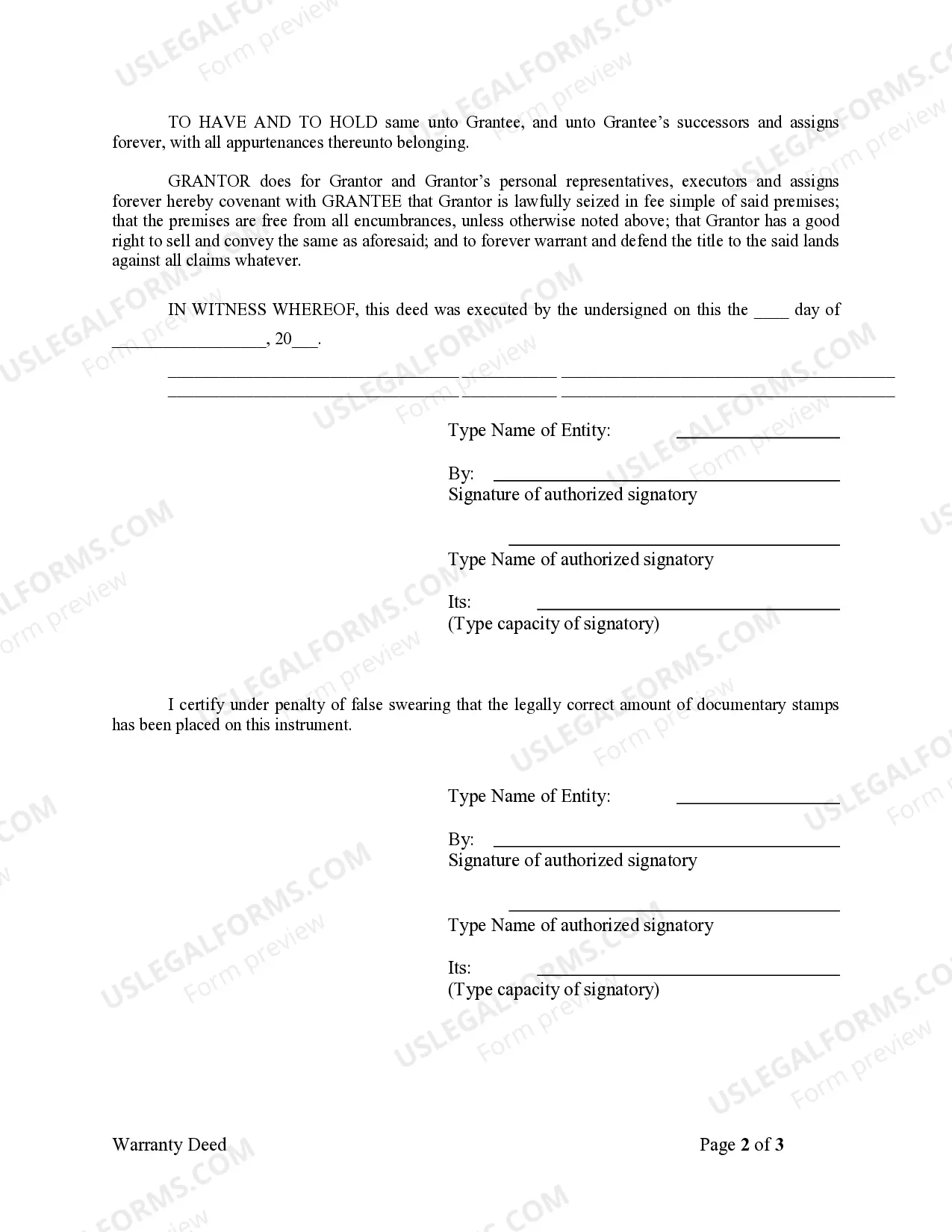 Preview Warranty Deed from Corporation to Corporation