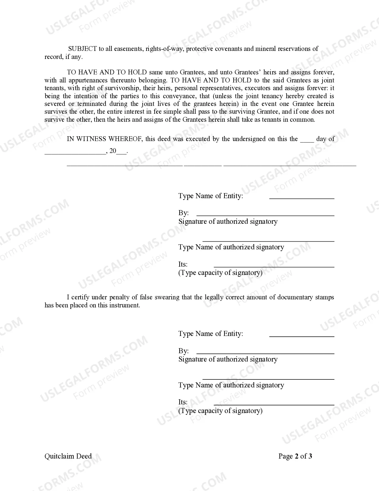 Preview Quitclaim Deed from Corporation to Two Individuals