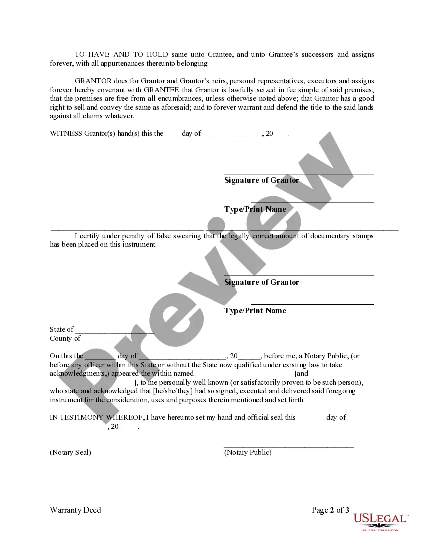 Get Warranty Deed from Individual to a Trust Preview Warranty Deed from Individual to a Trust