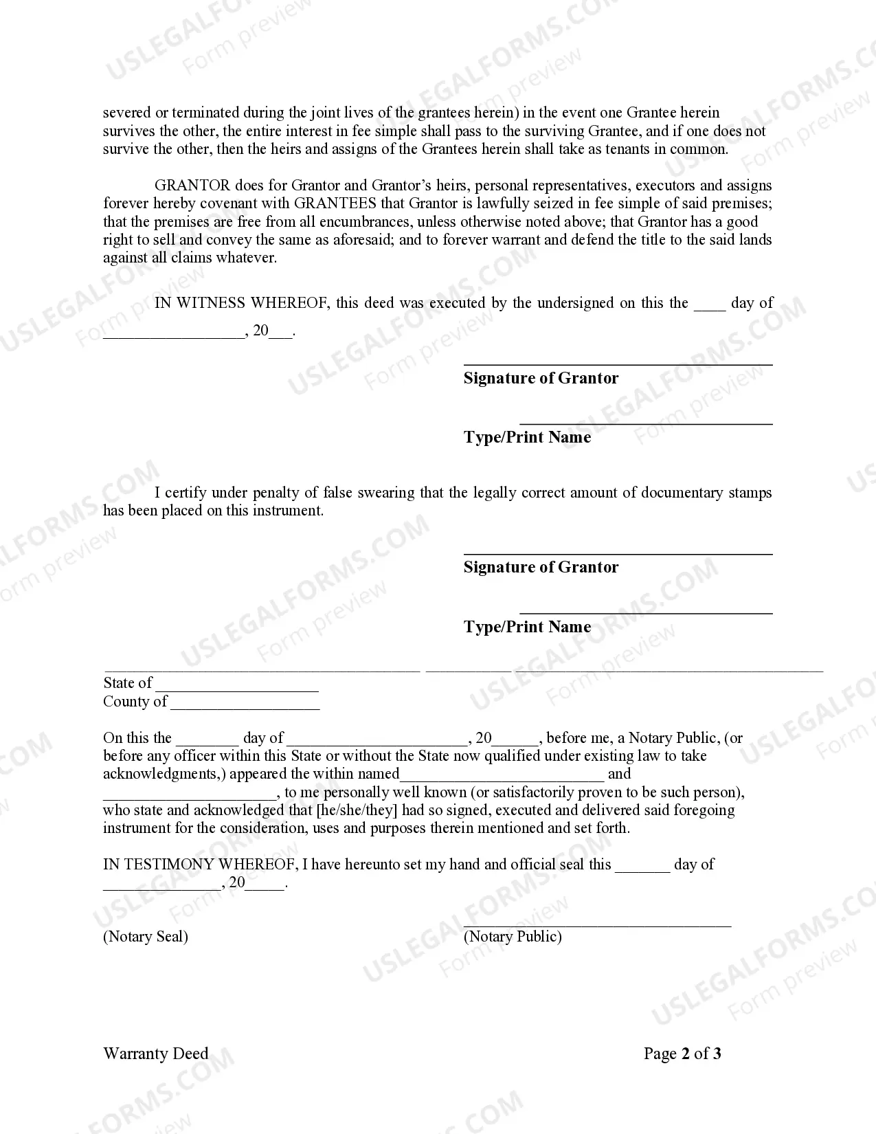 Preview Warranty Deed from Husband to Himself and Wife