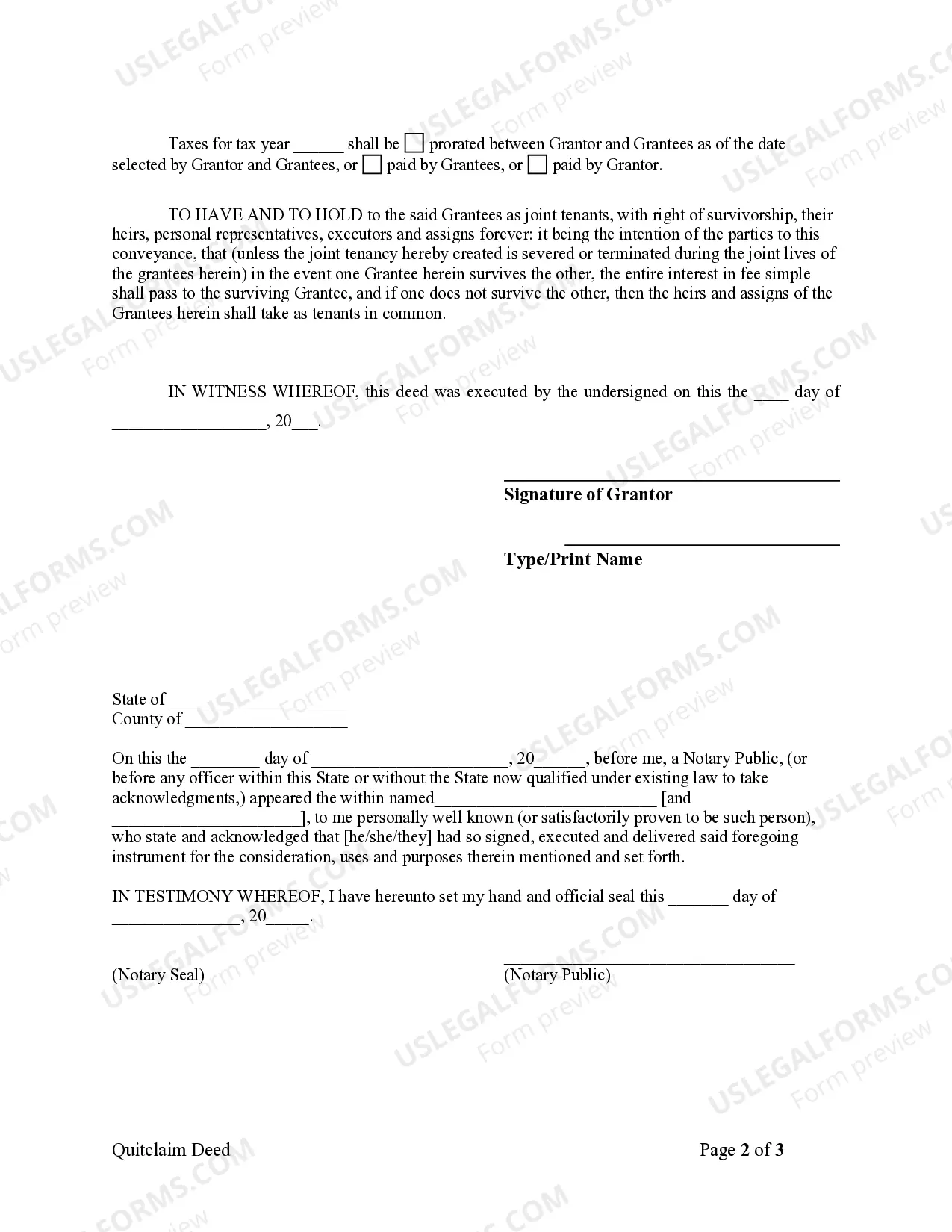 Preview Quitclaim Deed from Husband to Himself and Wife
