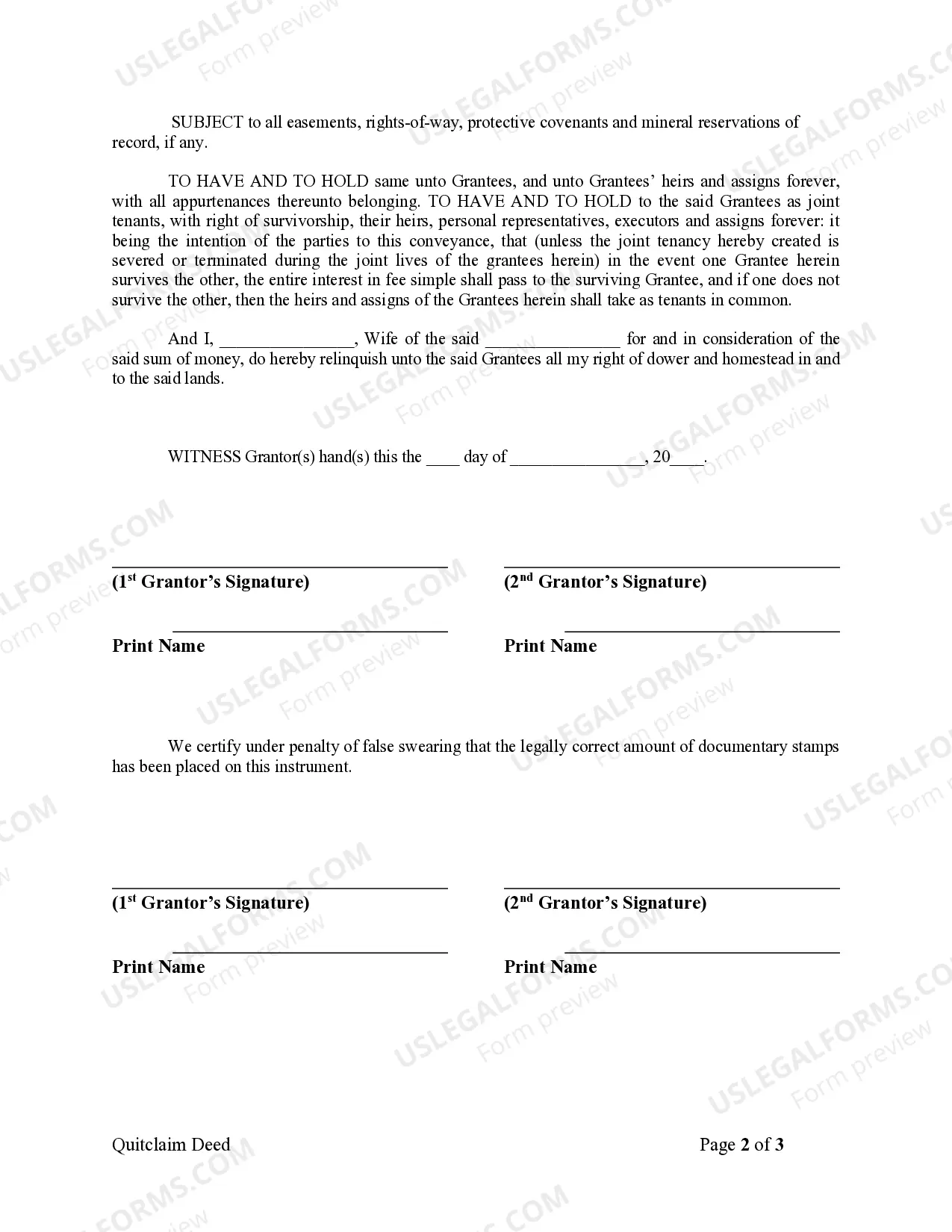 Preview Quitclaim Deed from Husband and Wife to Husband and Wife