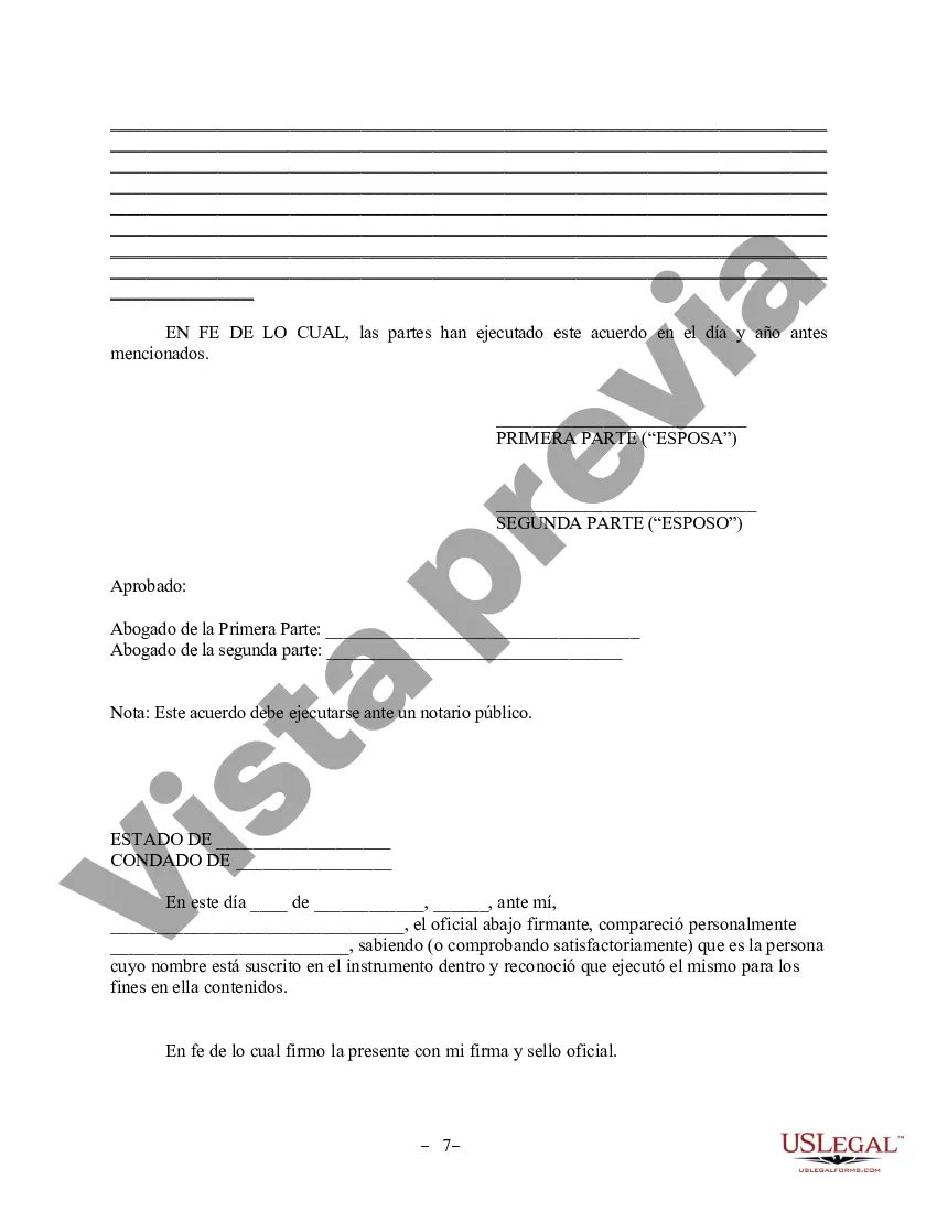 Preview Acuerdo de propiedad posnupcial - Arkansas