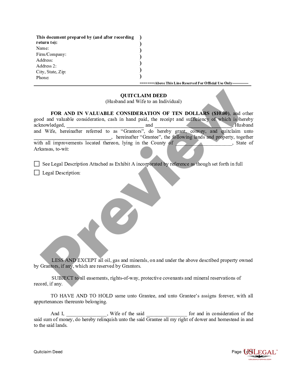 page 3 Quitclaim Deed from Husband and Wife to an Individual preview