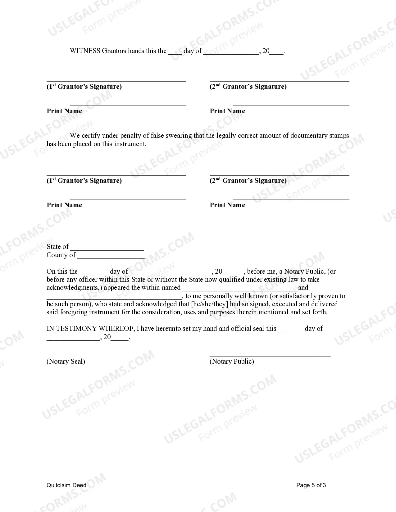 Preview Quitclaim Deed from Husband and Wife to an Individual